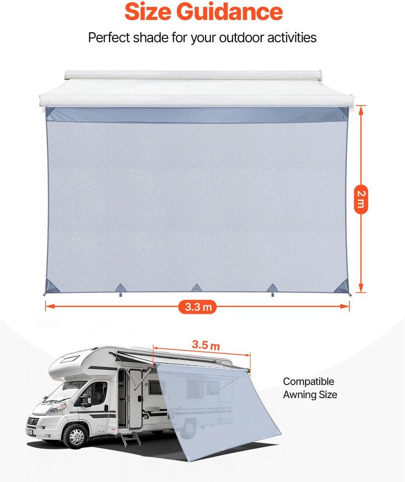 VEVOR Rv markizės nuo saulės ekranas 2 x 3,3 m