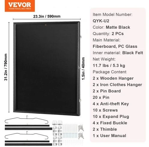 Vevor Marškinėlių ekspozicinis rėmas, 59,2x79,2x3,8 cm, juodas, medinis (Ekspozicinė prekė)