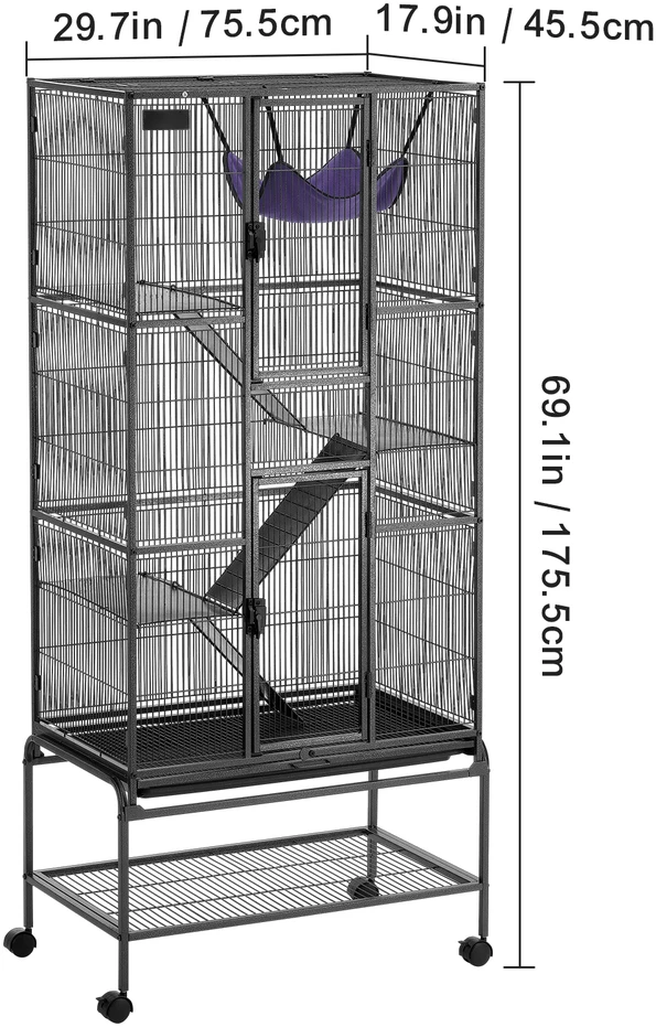 VEVOR Metalinė 4 aukštų gyvūnų narvas