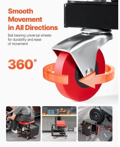 VEVOR Mechaniko kėdė su ratukais 130 kg terpei