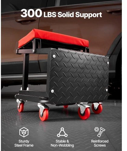 VEVOR Mechaniko kėdė su ratukais 130 kg terpei