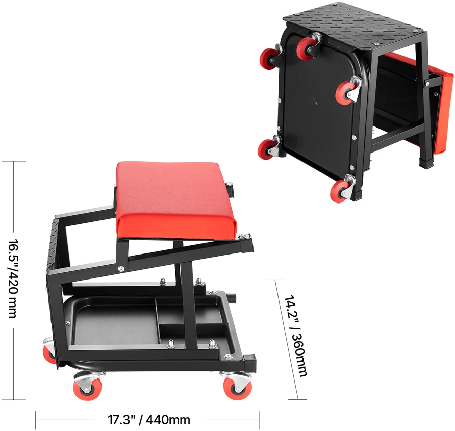 VEVOR Mechaniko kėdė su ratukais 130 kg terpei