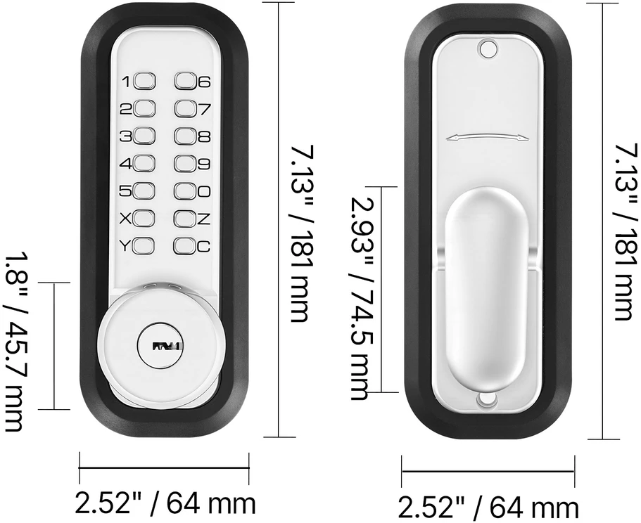 VEVOR mechaninė bekontaktė durų spyna, sidabrinė