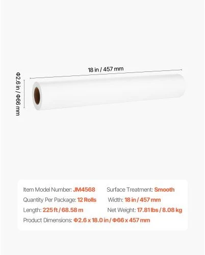 VEVOR Medicininis tyrimo stalo popierius 18 cm x 69 m