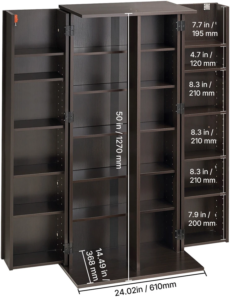 VEVOR Medijos laikymo spinta, 6 lentynų DVD organizatorius