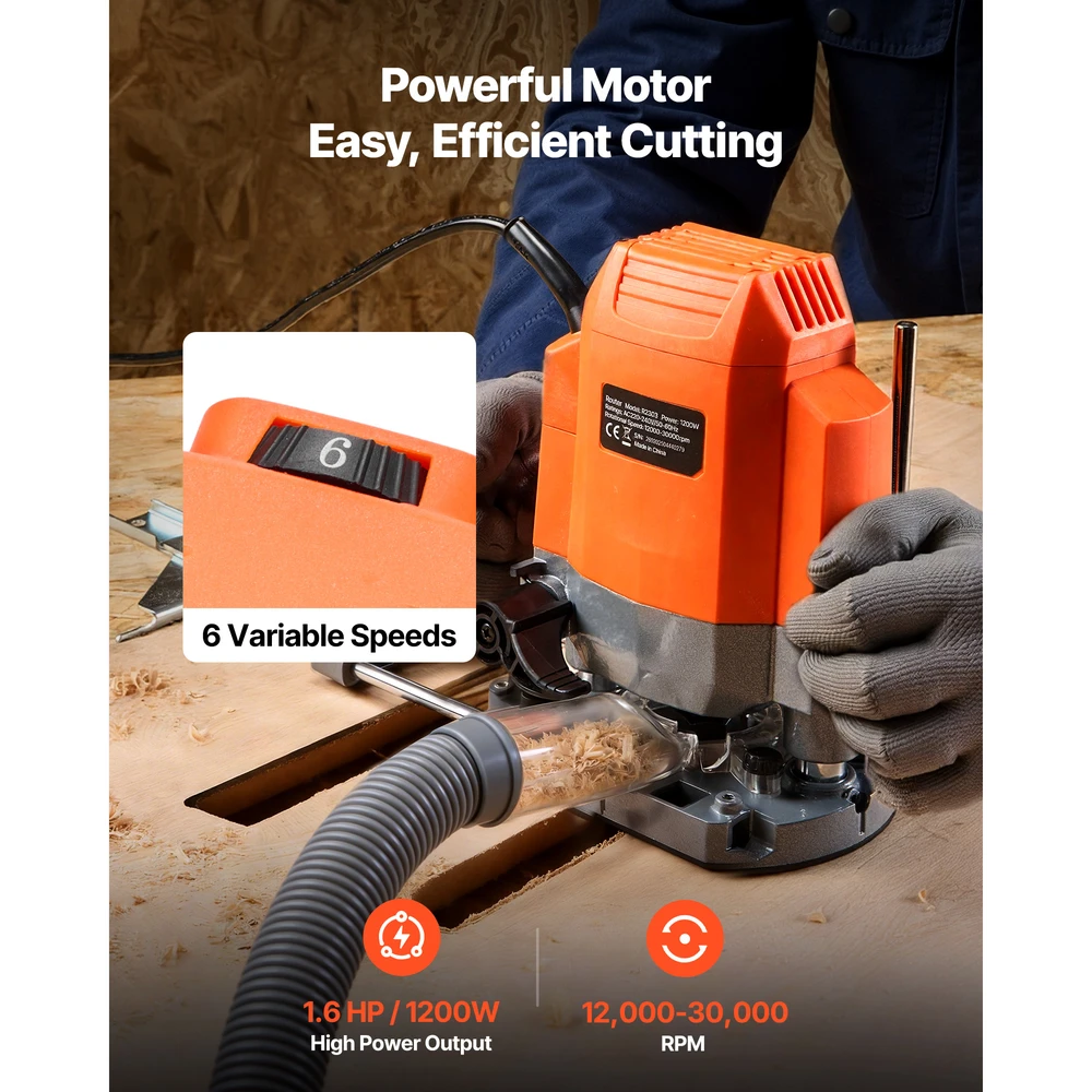 VEVOR Medžio freza 1,6 AG 1200 W