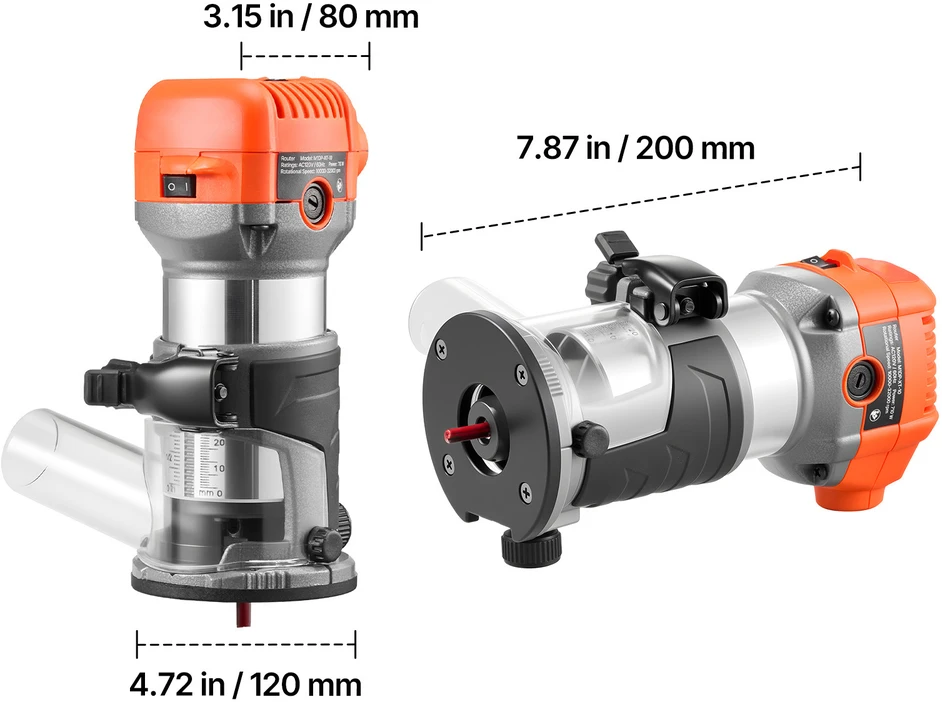 VEVOR Medžio freza 1 AG 710W su greičio reguliavimu