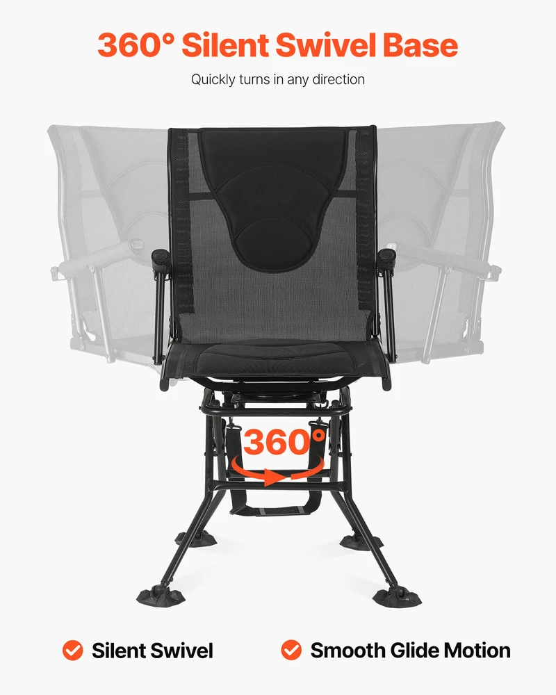 VEVOR Medžioklės kėdė, 360° pasukama, sulankstoma, stovyklavimo, žvejybos, lauko kėdė suaugusiems