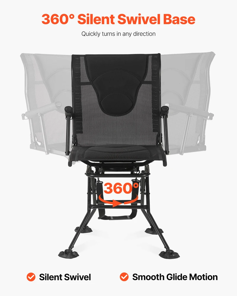 VEVOR Medžioklės kėdė, 360° pasukama, sulankstoma, stovyklavimo, žvejybos, lauko kėdė suaugusiems