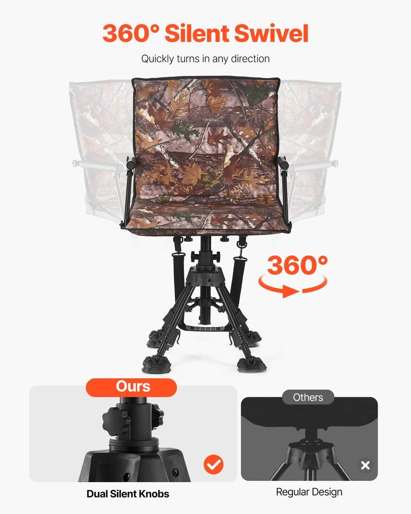 VEVOR Medžioklinė kėdė su 360° tylia pasukama funkcija