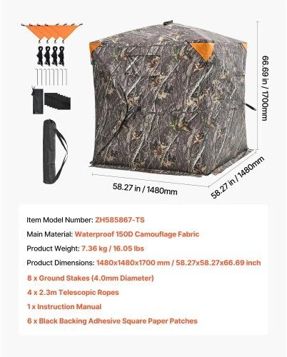VEVOR Medžioklės slėptuvė permatoma 270°