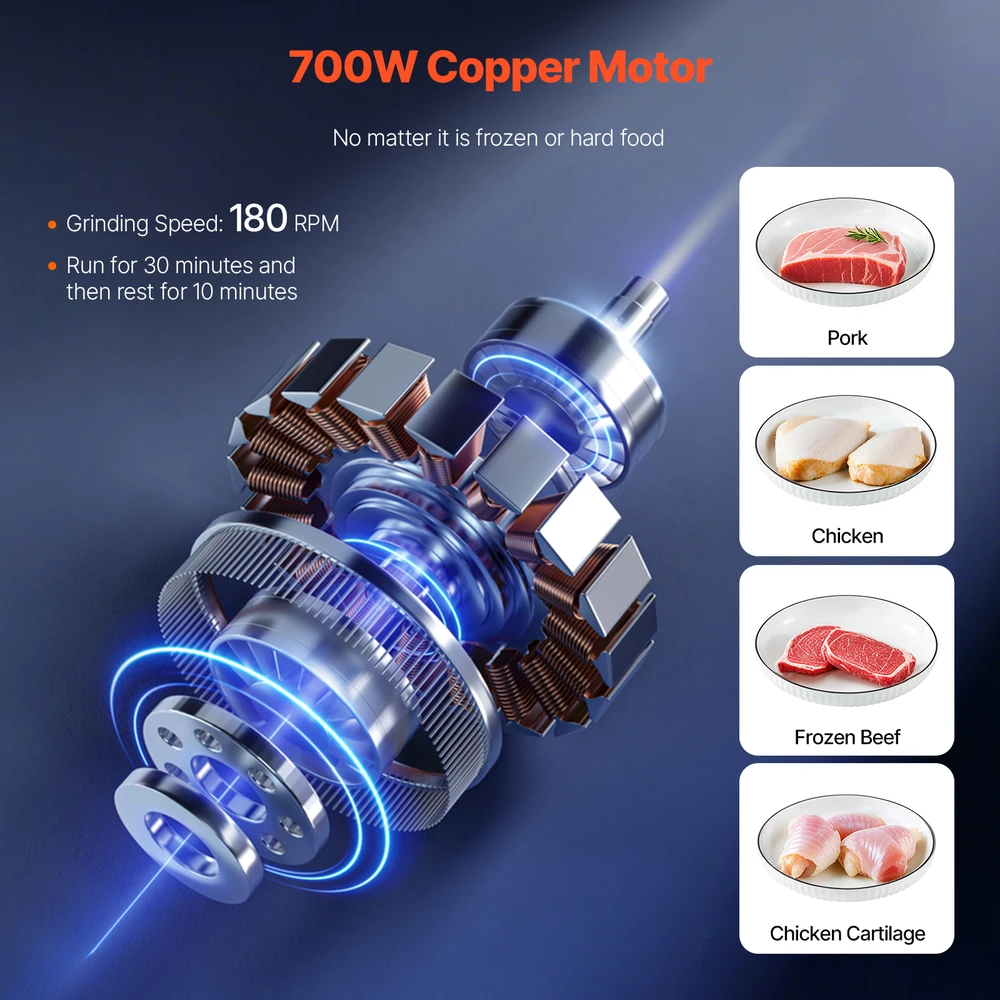 VEVOR Elektrinė mėsmalė 11 kg/min dešrų gaminimui
