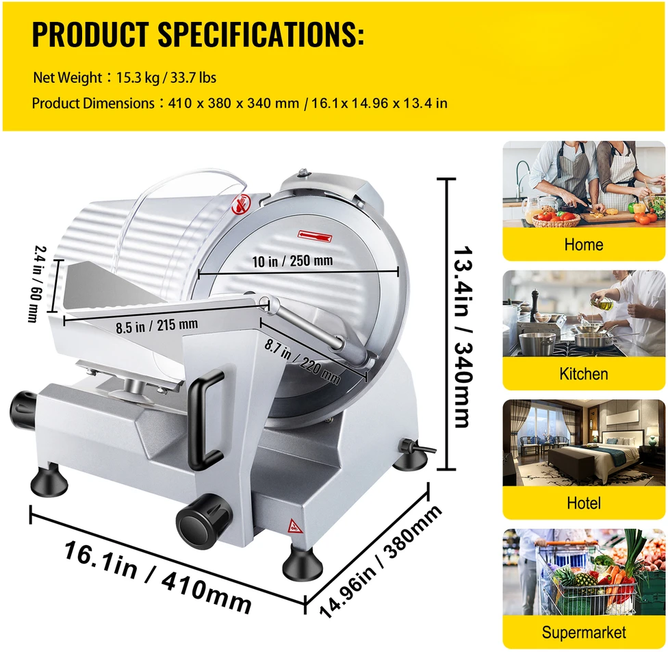 VEVOR Elektrinė maisto pjaustyklė su 240W varikliu