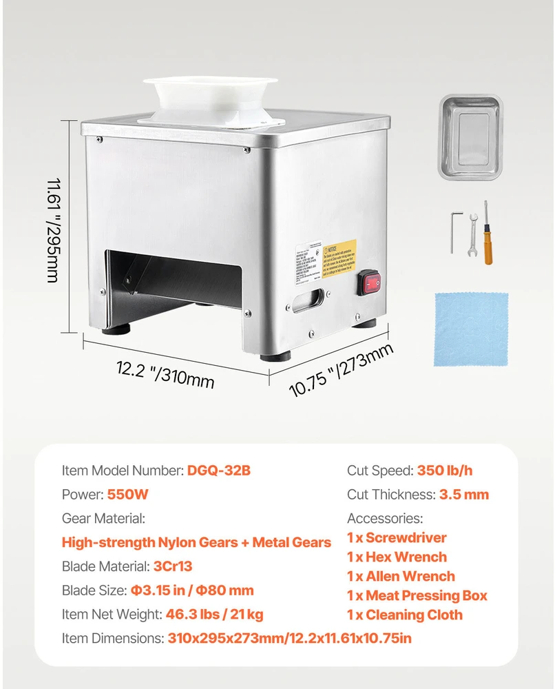VEVOR 550W elektrinis mėsos pjaustytuvas