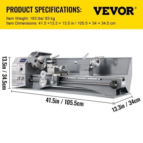 VEVOR Mini metalo tekinimo staklės su kintamu greičiu