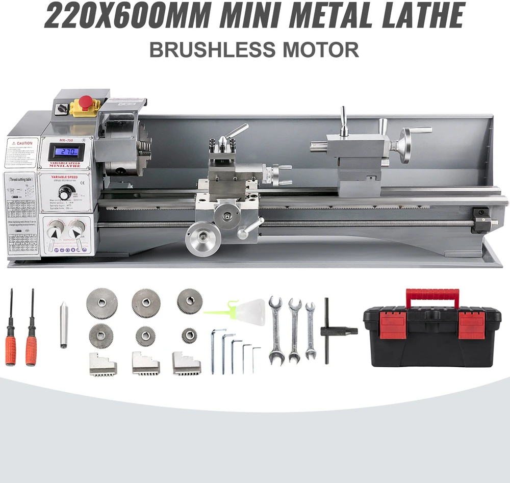 VEVOR Mini metalo tekinimo staklės su kintamu greičiu