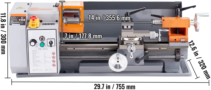 VEVOR Metalo tekinimo staklės, 17.8 cm x 35 cm