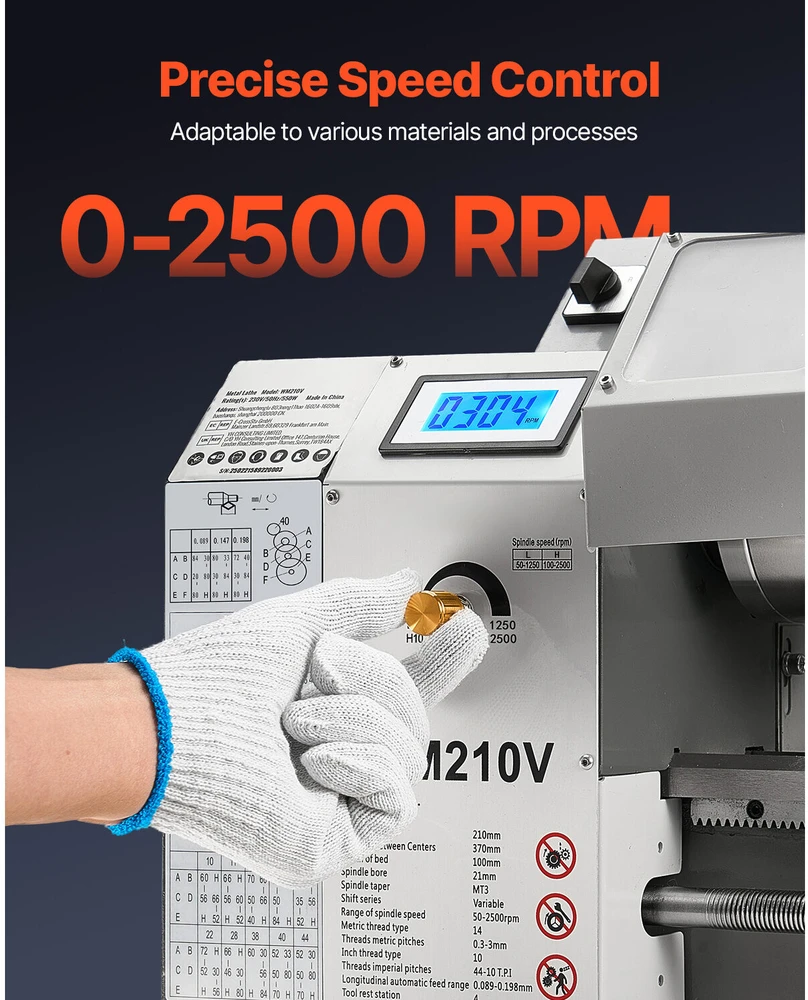 VEVOR Staklinė metalo tekinimo staklė 550W