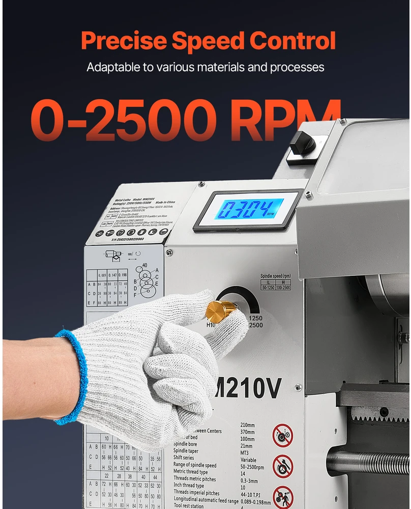 VEVOR Staklinė metalo tekinimo staklė 550W