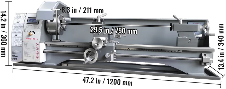 VEVOR Metalo tekinimo staklės 21 x 75 cm