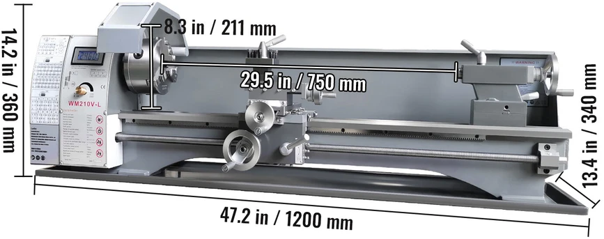 VEVOR Metalo tekinimo staklės 21 x 75 cm