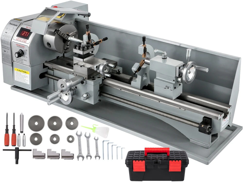 VEVOR 1100W mini metalo tekinimo staklės 220x750 mm