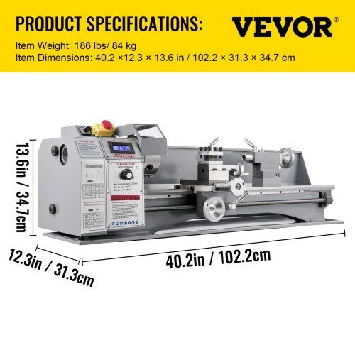 VEVOR 1100W mini metalo tekinimo staklės 220x750 mm