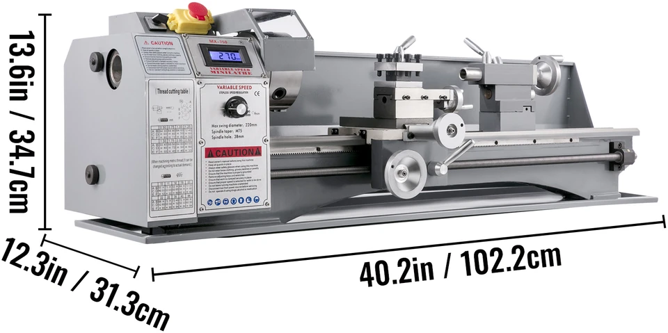 VEVOR 1100W mini metalo tekinimo staklės 220x750 mm