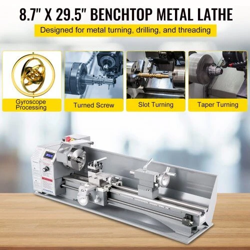 VEVOR 1100W mini metalo tekinimo staklės 220x750 mm