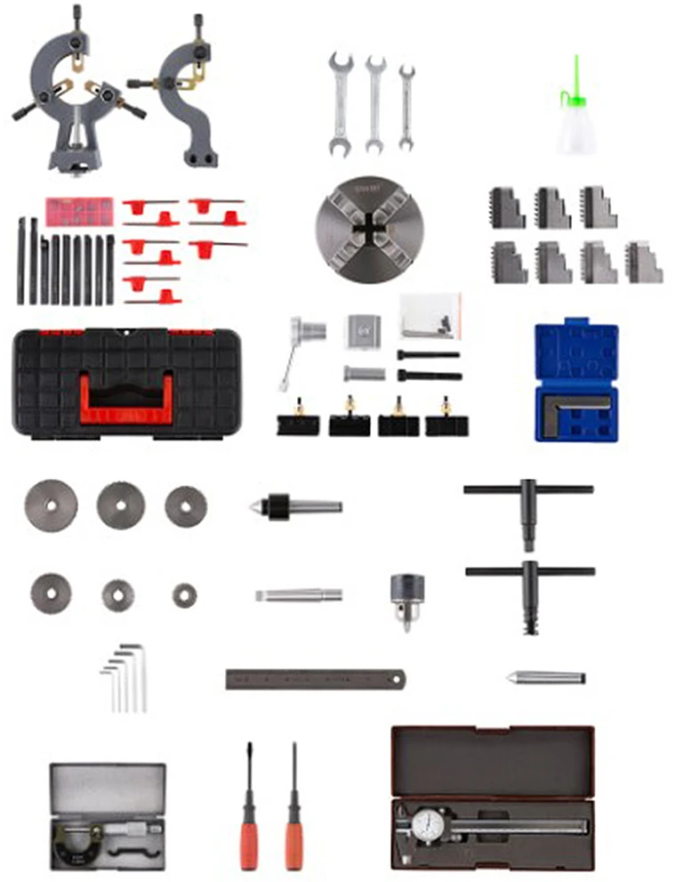VEVOR 750W mini metalo tekinimo staklės su priedų dėže