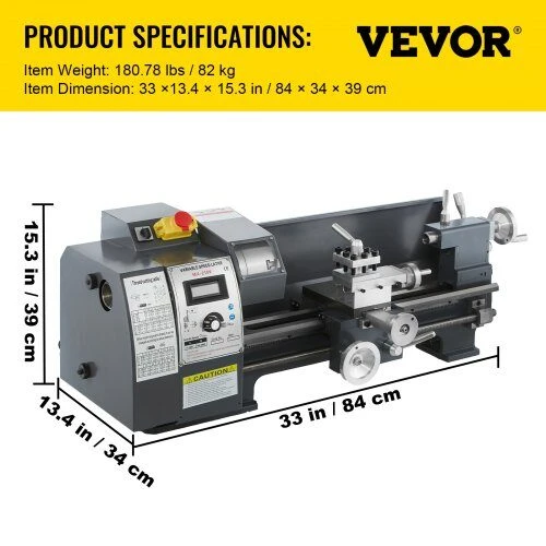 VEVOR 750W mini metalo tekinimo staklės su priedų dėže
