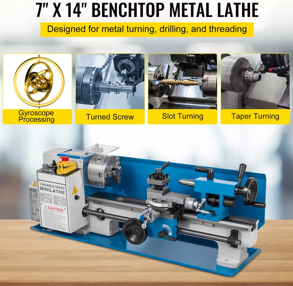 VEVOR Mini metalo tekinimo staklės 550 W, 50-2500 RPM