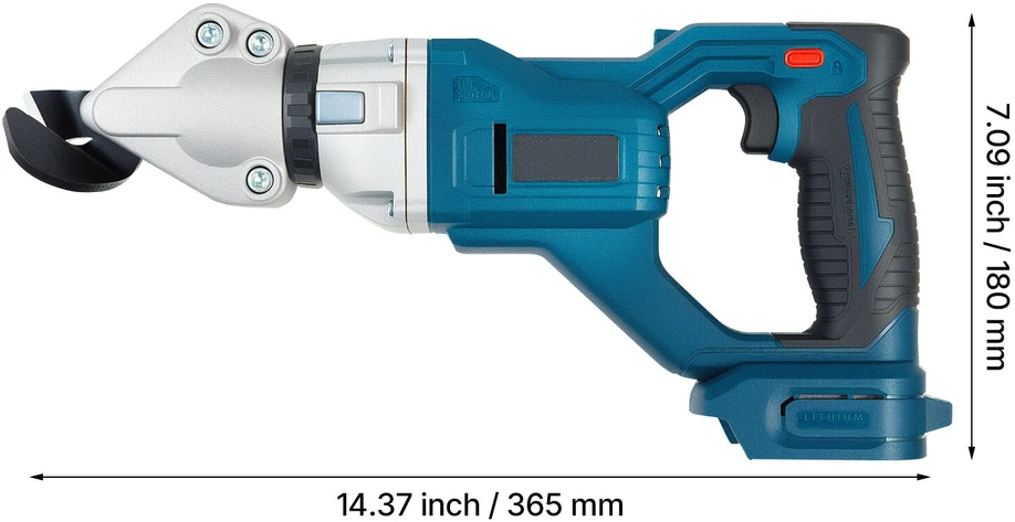 VEVOR Akumuliatorinės metalo žirklės su 360 laipsnių besisukančia galvute, dviejų ašmenų lakštinio metalo pjoviklis, 25000 RPM, pjauna cinkuotą ir nerūdijantį plieną, elektrinis skardos kirpimo įrankis