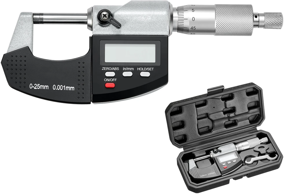 VEVOR Mikrometrų rinkinys: skaitmeninis išorinis mikrometras 0–25,4 mm
