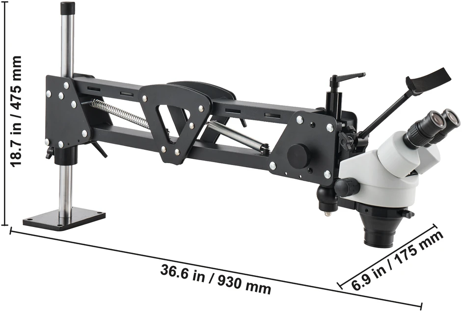 VEVOR Daugiafunkcinis mikroskopas su žiedine lempa 7X-45X