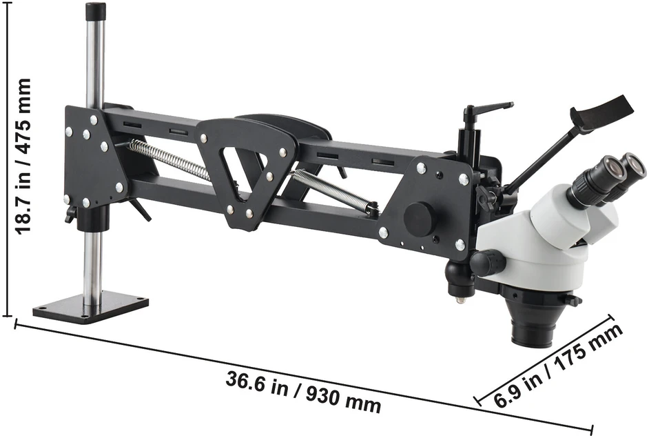 VEVOR Daugiafunkcinis mikroskopas su žiedine lempa 7X-45X