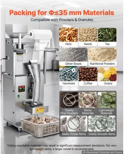 Automatinė birių produktų pakavimo ir sandarinimo mašina VEVOR SBF-500-V2, 10–500g