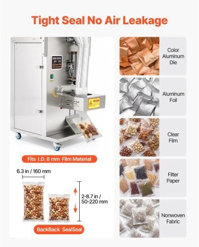 Automatinė birių produktų pakavimo ir sandarinimo mašina VEVOR SBF-500-V2, 10–500g