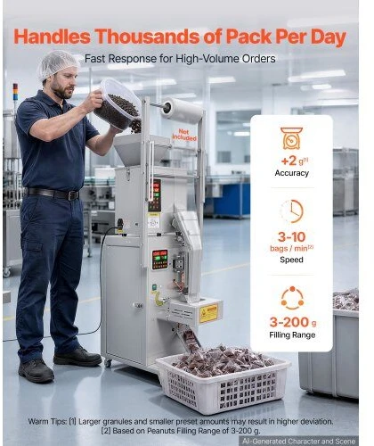 Birių produktų dozavimo ir pakavimo aparatas VEVOR SBF-200-V2, 3–200 g