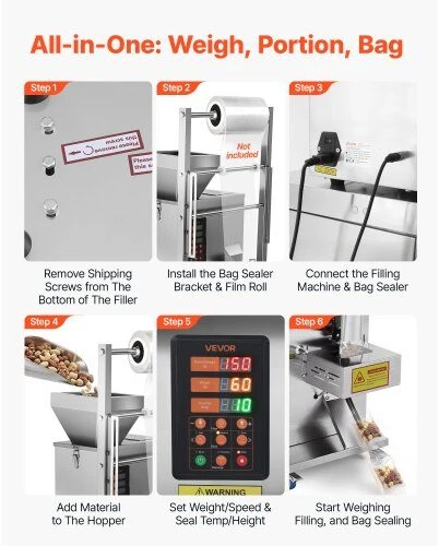Birių produktų dozavimo ir pakavimo aparatas VEVOR SBF-200-V2, 3–200 g