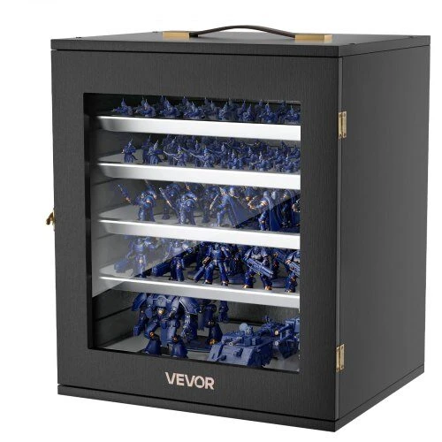 Kelioninis VEVOR Medinės miniatiūrų saugykla su 5 padėklais ir 13 skyrių