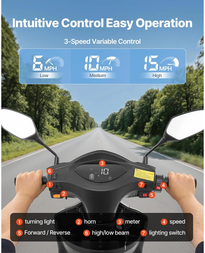 VEVOR Triratė elektrinė motoroleris senjorams ir suaugusiems