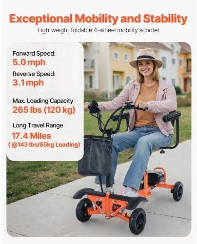 VEVOR Keturratis sulankstomas elektrinis motoroleris
