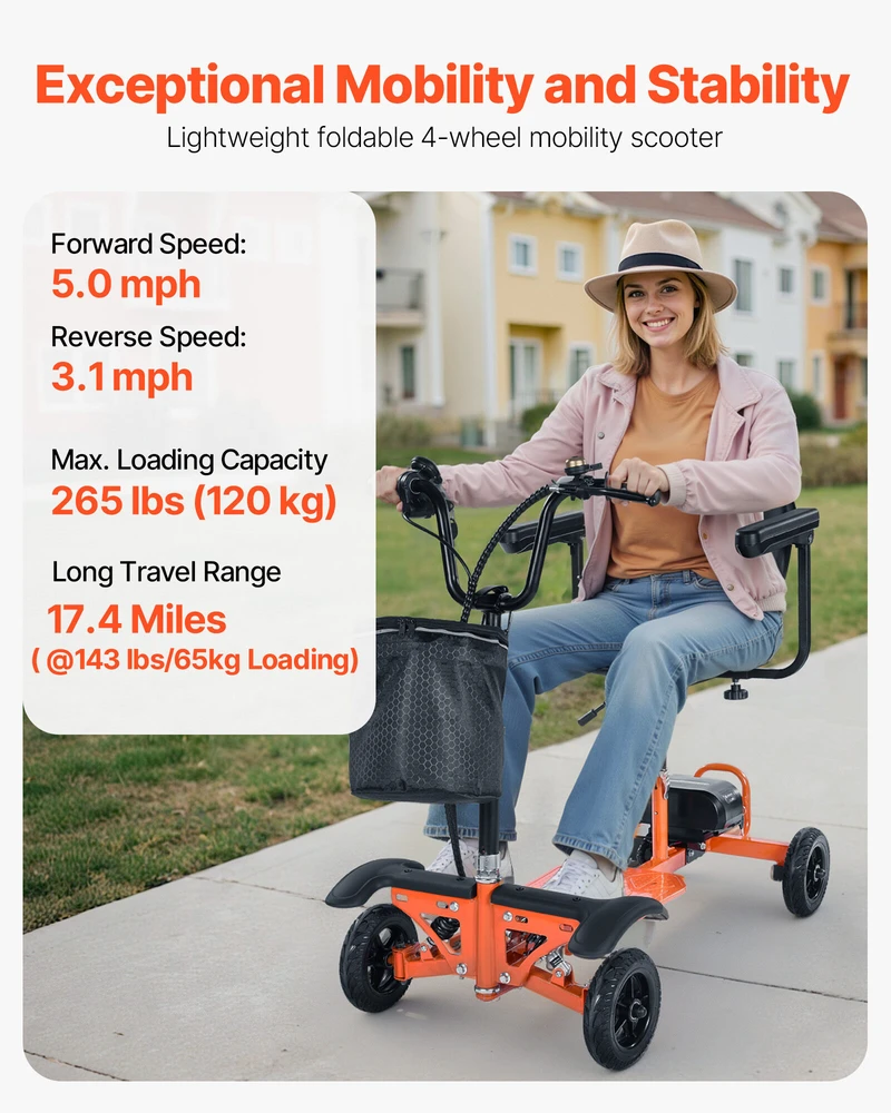 VEVOR Keturratis sulankstomas elektrinis motoroleris