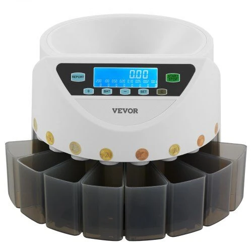VEVOR Euro monetų rūšiuoklė su LCD ekranu