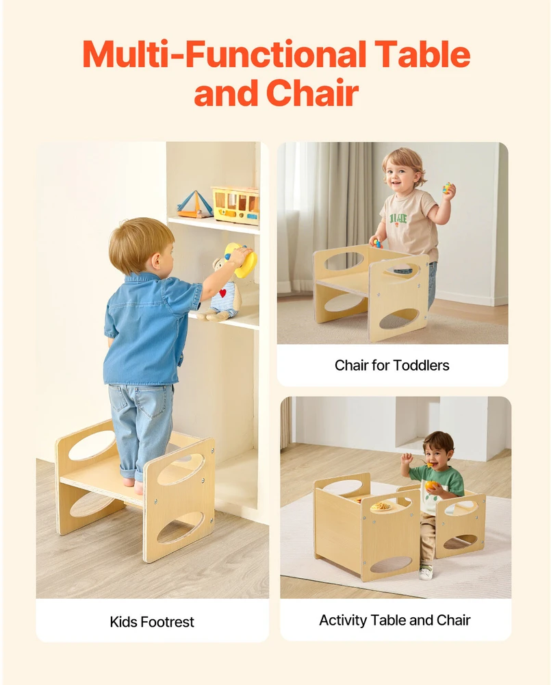 VEVOR vaikiškas montessori stalas ir kėdė iš medžio