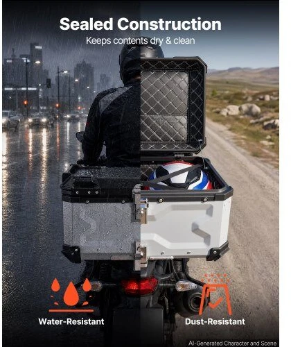VEVOR Motociklo galinė bagažinė dėžė, 65 L