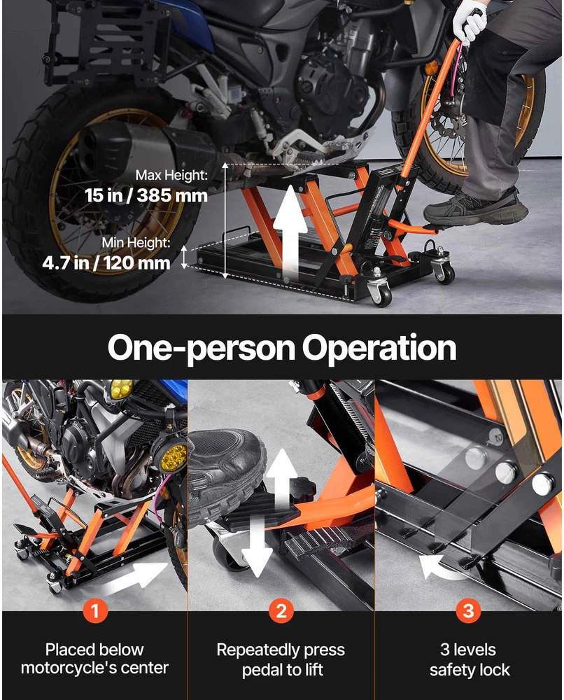VEVOR Motociklų hidraulinis domkratas 700 kg