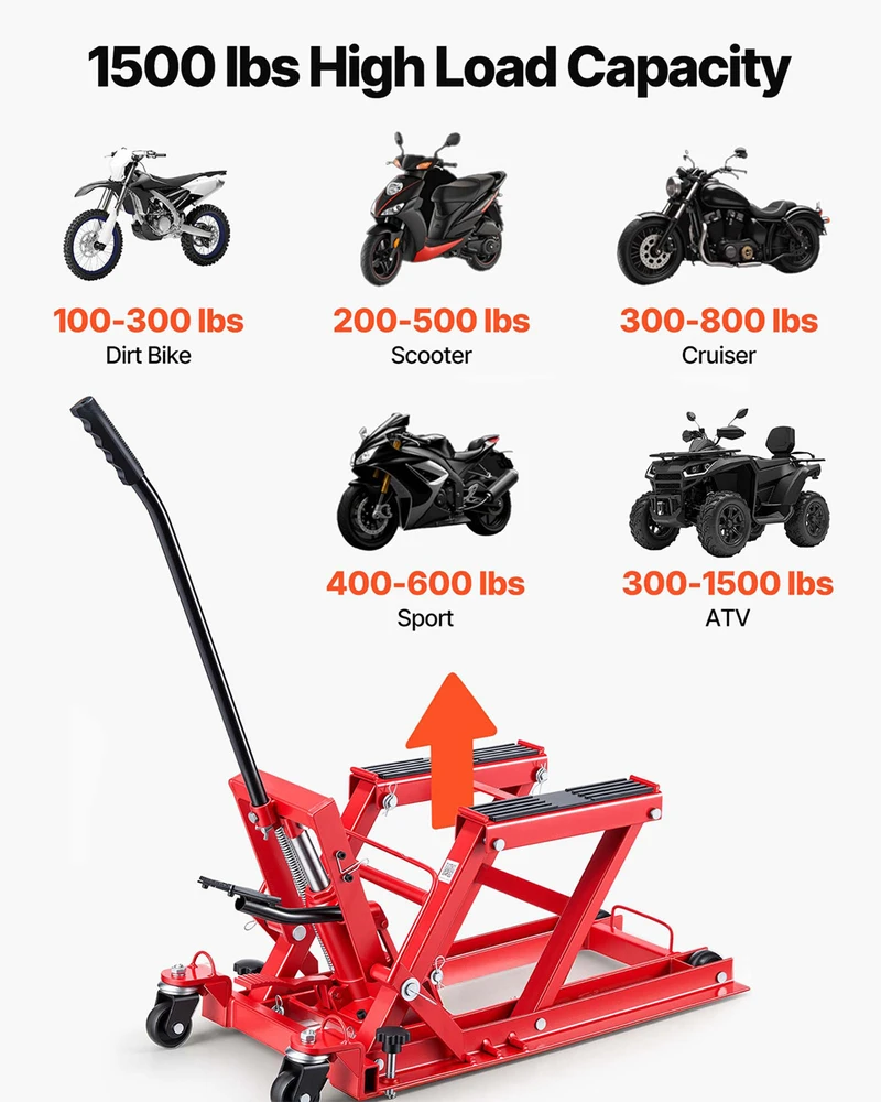 VEVOR Hidraulinis motociklų keltuvas, 680 kg talpa