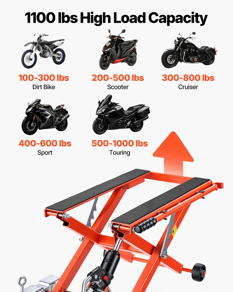 VEVOR Hidraulinis motociklų keltuvas, 499 kg talpa